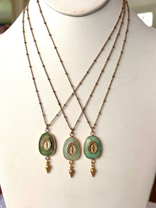 Chrysoprase Intaglio Mary Necklace