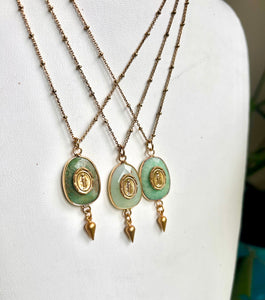 Chrysoprase Intaglio Mary Necklace