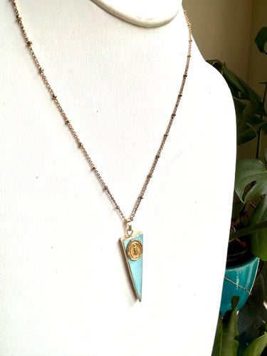 Turquoise Intaglio Mary Necklace