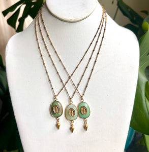 Chrysoprase Intaglio Mary Necklace