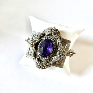 Antique Silver and Purple Buckle Bracelet