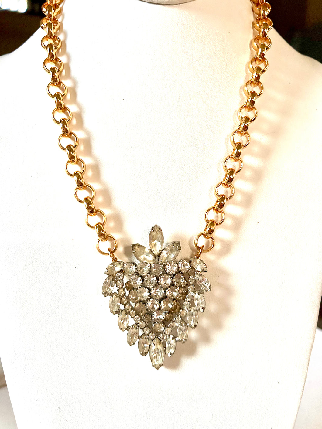 Vintage Rhinestone Shield Necklace