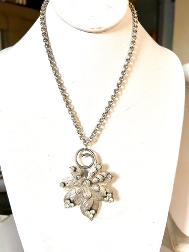 Vintage Silver Leaf Necklace