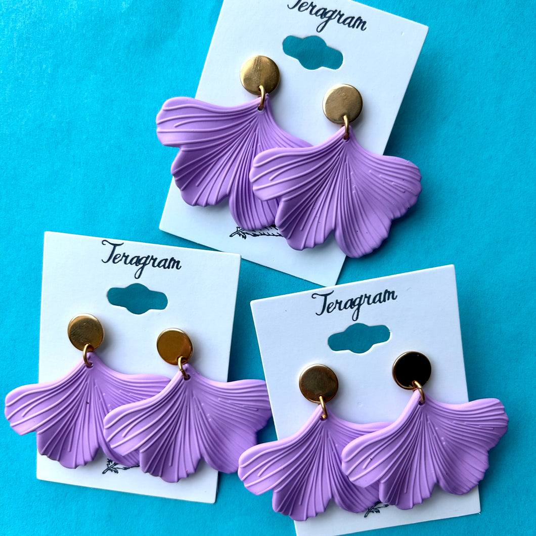 Lavender Ginkgo Earrings