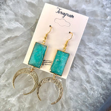 Load image into Gallery viewer, Amazonite Moon Earrings