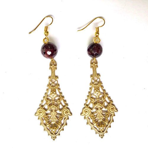 Filigree Garnet Earrings