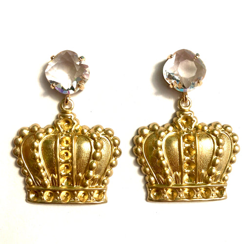 Rhinestone Crown Earrings