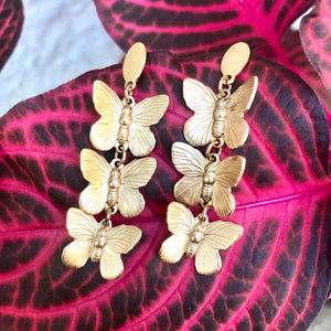 3 Tier Butterfly Earrings