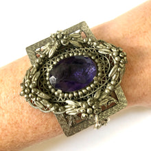Load image into Gallery viewer, Antique Silver and Purple Buckle Bracelet