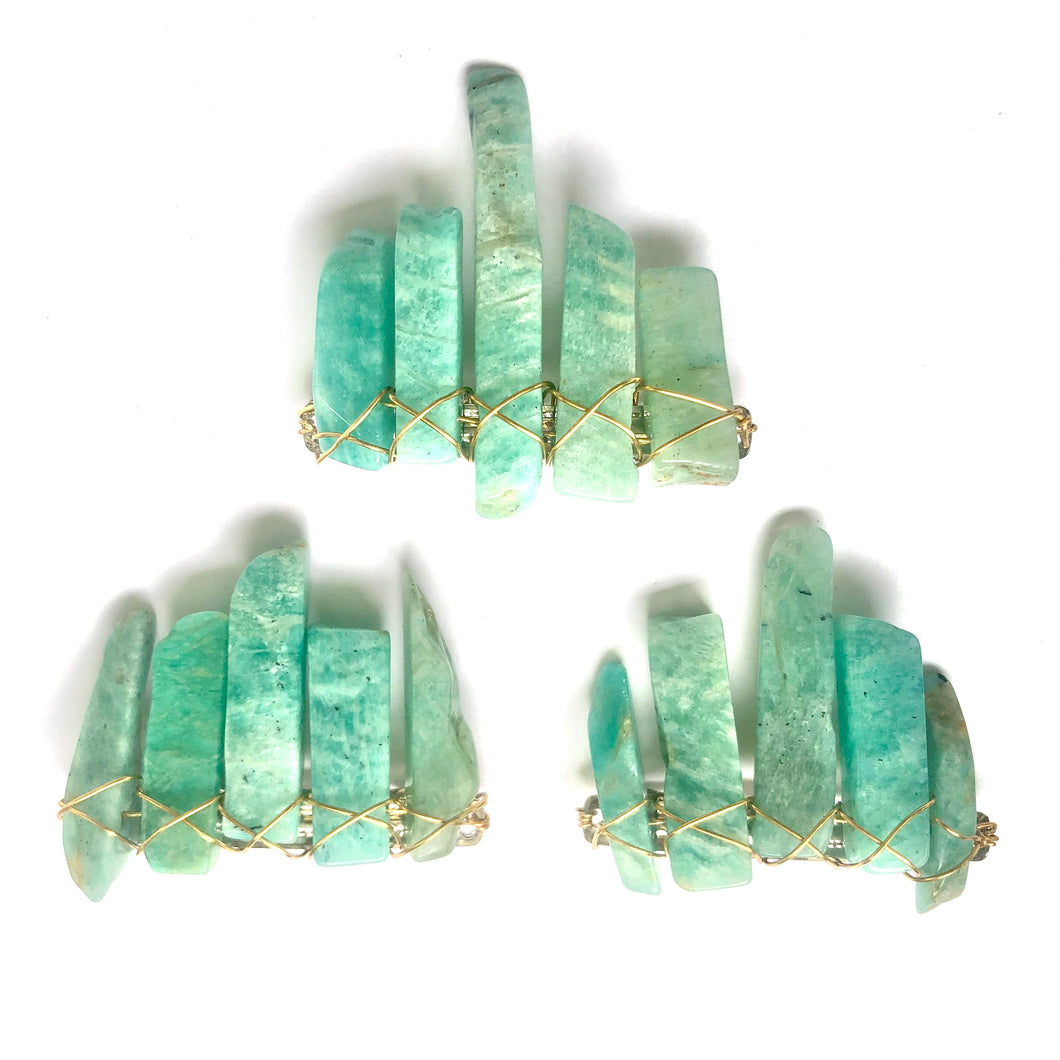 Amazonite Wire Wrapped Hair Barrette