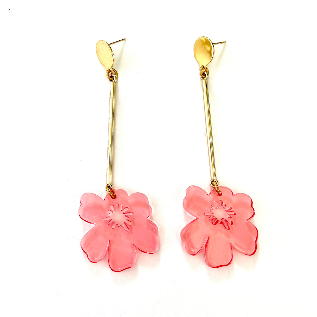 Pink acrylic flower earrings