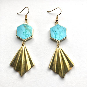Turquoise fan earrings