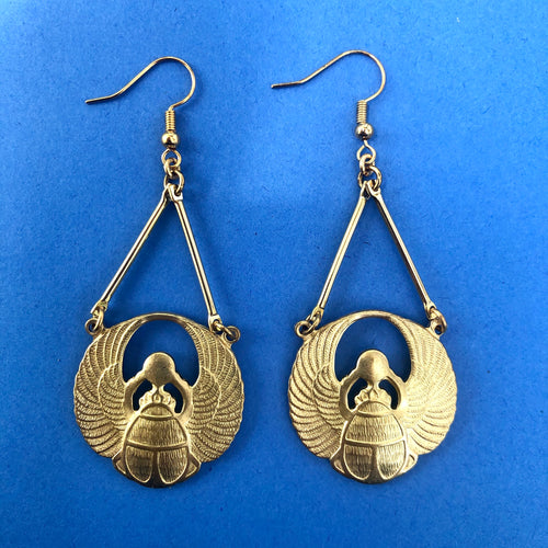 Egyptian scarab beetle earrings