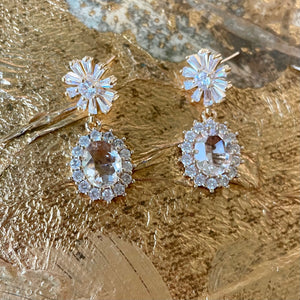 Floral Rhinestone Bridal Earrings