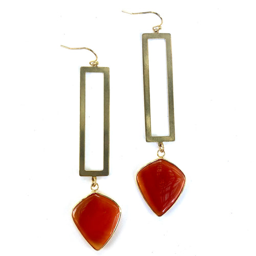 Carnelian Leaf Earrings